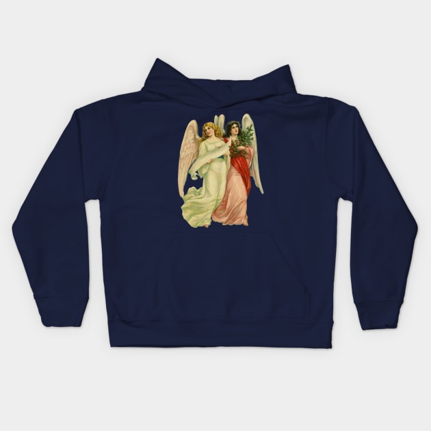 Vintage Victorian Christmas Angels Kids Hoodie by MasterpieceCafe